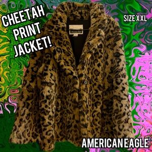 American Eagle Faux Fur Cheetah Print Jacket